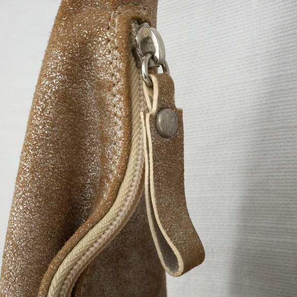 Donald J Pliner Couture Bag Womens Gold Metallic Leather Zip Small Hobo Handbag - Picture 10 of 16